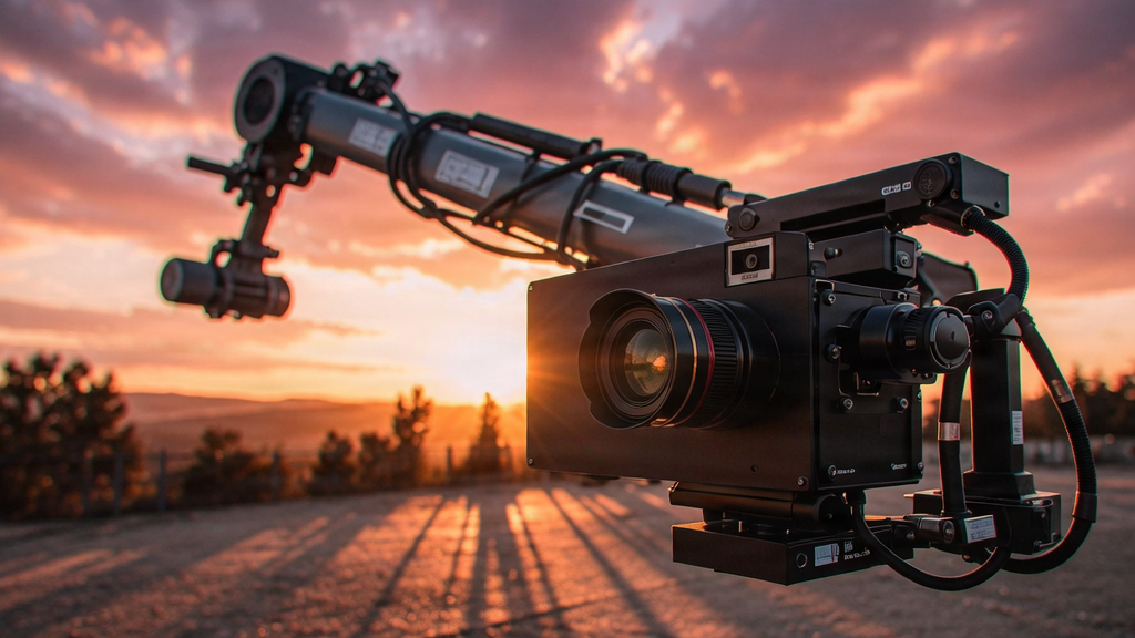 Cinematic camera on a crane